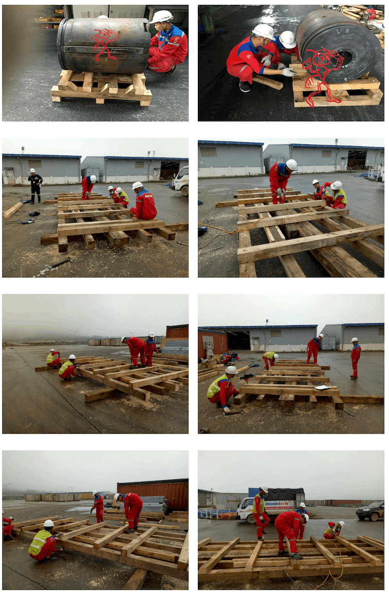 Hình ảnh thực tế đóng pallet gỗ vận chuyển hàng hóa xuất khẩu